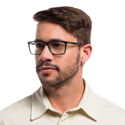 Shop Emporio Armani Wide Rectangle Eyeglasses in Matte Black online.