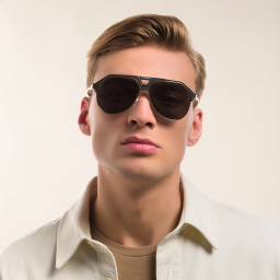 Shop Dolce & Gabbana Wide Aviator Sunglasses in Gold online.