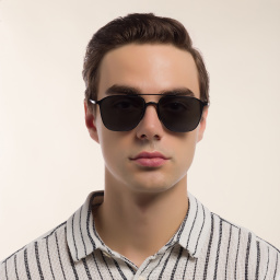 Shop GIORGIO ARMANI Square Sunglasses in Matte Black online.