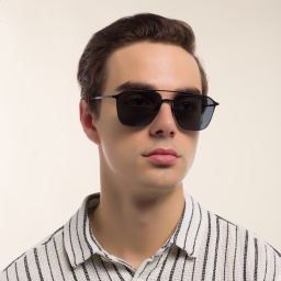 Shop GIORGIO ARMANI Square Sunglasses in Matte Black online.