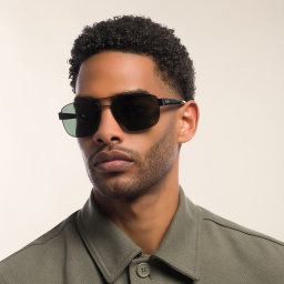Shop Ray-Ban Wide Irregular Sunglasses in Black online.