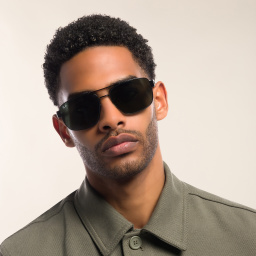 Shop Ray-Ban Wide Irregular Sunglasses in Black online.