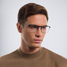 GIORGIO ARMANI Rectangle Eyeglasses in Matte Black – Product Photo 6
