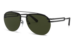 BVLGARI Wide Aviator Sunglasses in Matte Black – Product Photo 2