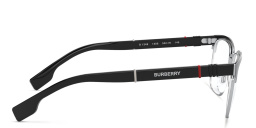 Shop BURBERRY Wide Rectangle Eyeglasses in Silver/Matte Black online.