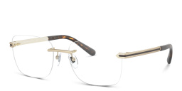 Shop BVLGARI Rimless Rectangle Eyeglasses in Matte Pale Gold online.