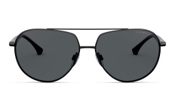 Emporio Armani Wide Aviator Sunglasses in Matte Black – Product Photo 1