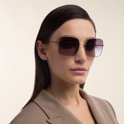 Shop MIU MIU Square Sunglasses in Gold online.