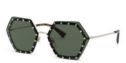 Shop VALENTINO Wide Sunglasses in Black online.