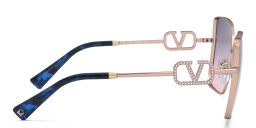VALENTINO Wide Square Sunglasses in Rose Gold – Product Photo 3