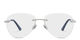 Shop Cartier Santos de Cartier Rimless Wide Eyeglasses in Silver online.