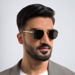 Shop DAVID BECKHAM Panthos Sunglasses in Black Gold online.