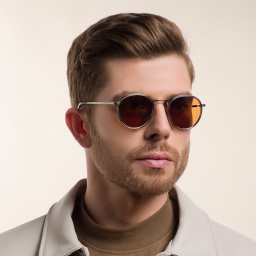 DAVID BECKHAM Round Sunglasses in Ruthenium Grey Horn – Product Photo 6