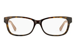 Shop JIMMY CHOO Wide Rectangle Eyeglasses in Havana Nude online.