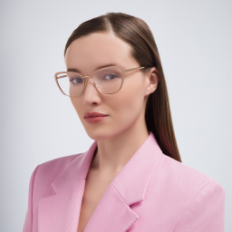 EYE'M Wide Cat Eye Eyeglasses in Nude – Product Photo 6