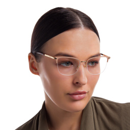 Shop EYE'M Half Rim Cat Eye Eyeglasses in Nude online.