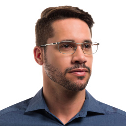 EYE'M Rectangle Eyeglasses in Silver – Product Photo 6