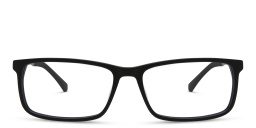 EYE'M Wide Rectangle Eyeglasses in Black & Silver – Product Photo 1