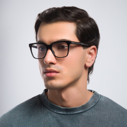 Shop EYE'M Square Eyeglasses in Black online.