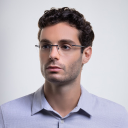 EYE'M Rimless Rectangle Eyeglasses in Blue – Product Photo 5