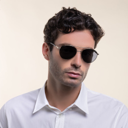 Shop EYE'M Round Sunglasses in Gold online.