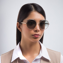 نظارة شمسية دائرية من EYE'M بلون ذهبي - صورة المنتج 6