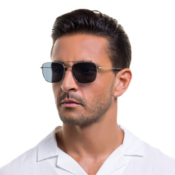 EYE'M Unisex Square Sunglasses in Silver – Product Photo 7