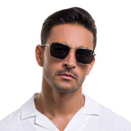 EYE'M Unisex Square Sunglasses in Silver – Product Photo 8