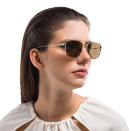 Shop EYE'M Unisex Square Sunglasses in Gold online.