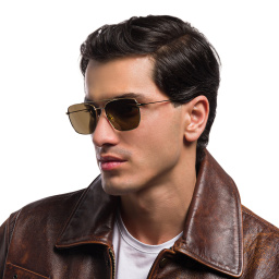 Shop EYE'M Unisex Square Sunglasses in Gold online.