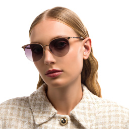 EYE'M Half Rim Round Sunglasses in Nude – Product Photo 6