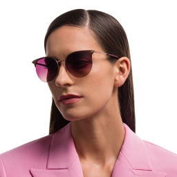 EYE'M Half Rim Round Sunglasses in Red – Product Photo 6