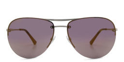 EYE'M Half Rim Wide Aviator Sunglasses in Silver – Product Photo 1