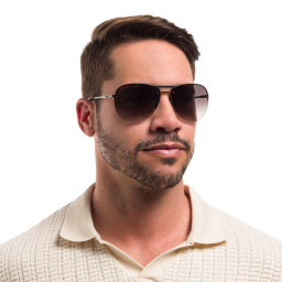 EYE'M Half Rim Wide Aviator Sunglasses in Gunmetal – Product Photo 5