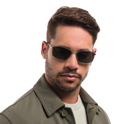 EYE'M Wide Rectangle Sunglasses in Silver – Product Photo 6