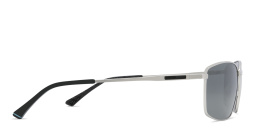 EYE'M Wide Rectangle Sunglasses in Silver – Product Photo 3