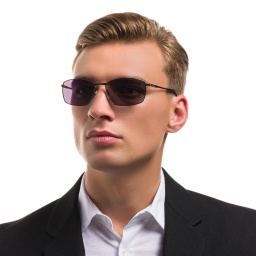 EYE'M Wide Rectangle Sunglasses in Gunmetal – Product Photo 6