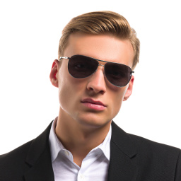 EYE'M Wide Aviator Sunglasses in Silver – Product Photo 6