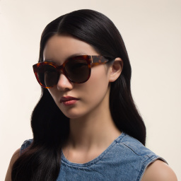 Shop EYE'M Cat Eye Sunglasses in Havana online.