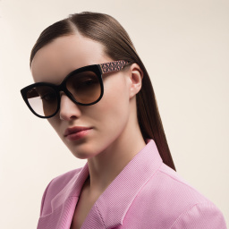 EYE'M Cat-Eye Sunglasses in Black & Coral – Product Photo 6