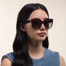 EYE'M Cat Eye Sunglasses in Burgundy – Product Photo 6