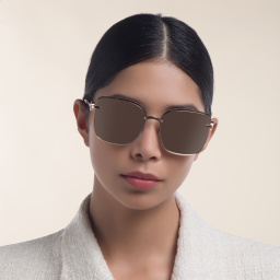 BVLGARI Wide Square Sunglasses in Pink Gold – Product Photo 5