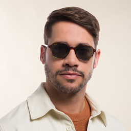 Shop Ray-Ban John Square Sunglasses in Striped Havana online.