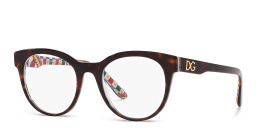Shop Dolce & Gabbana Panthos Eyeglasses in Havana online.