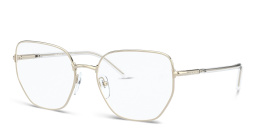Shop PRADA Irregular Eyeglasses in Pale Gold online.