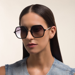 Shop ISABEL MARANT Oversized Irregular Sunglasses in Black & Silver online.