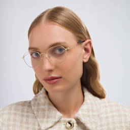 Shop GUCCI Round Eyeglasses in Gold online.