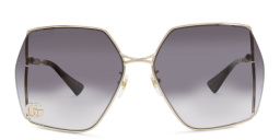 Shop GUCCI Half Rim Wide Irregular Sunglasses in Gold online.