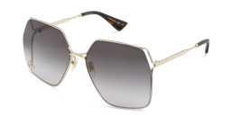 Shop GUCCI Half Rim Wide Irregular Sunglasses in Gold online.