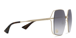 Shop GUCCI Half Rim Wide Irregular Sunglasses in Gold online.